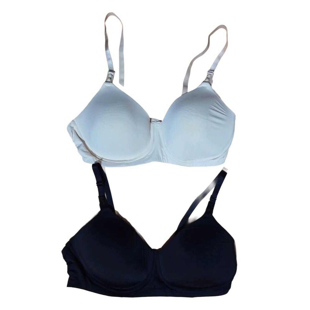 Simple Wishes 2-Pack Women’s Wireless Nursing Bra 38C Beige & Black Solid